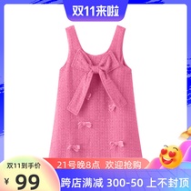 La Chapelle childrens clothing Barbie pink little fragrant princess bow vest dress girls woolen jumpsuit suspender skirt