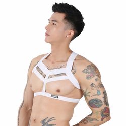 Corset bandage to strengthen pressure bra men's shoulder straps solid color sexy nightclub bar performance high elastic restraint belt