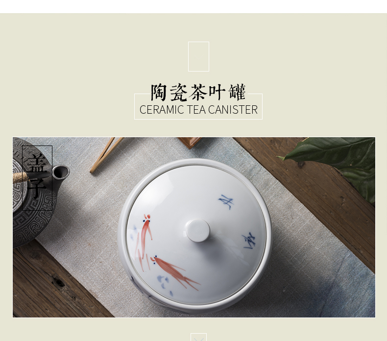 Jingdezhen ceramic tea pot home pu 'er tea pot of large storage POTS sealed seven loaves caddy fixings