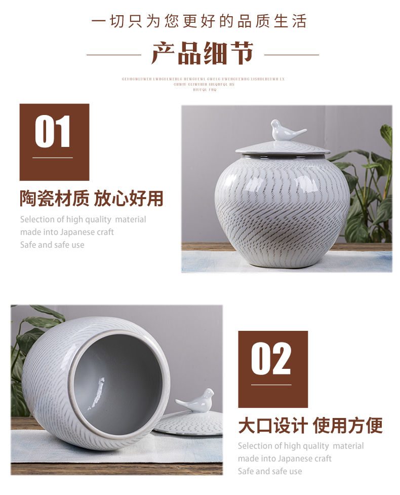 Barrel ceramics with cover 20 jins ricer box seal storage moistureproof flour can of household kitchen store ricer box meter box