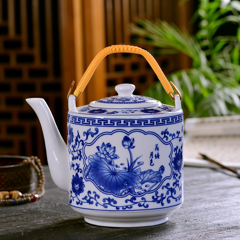 Jingdezhen ceramic teapot household with cover small cold to hold to high temperature cold water filtration of blue and white porcelain teapot kettle