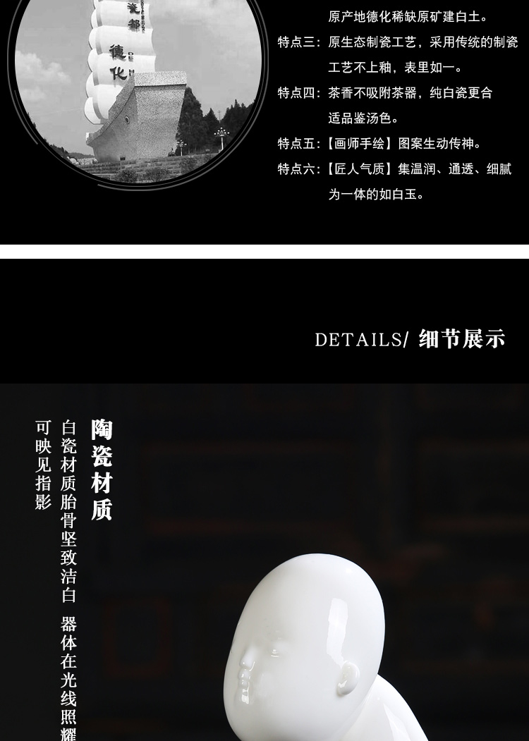 Shadow at dehua thin body white porcelain tea pet furnishing articles zen monk home decoration PCH white porcelain ceramic arts and crafts