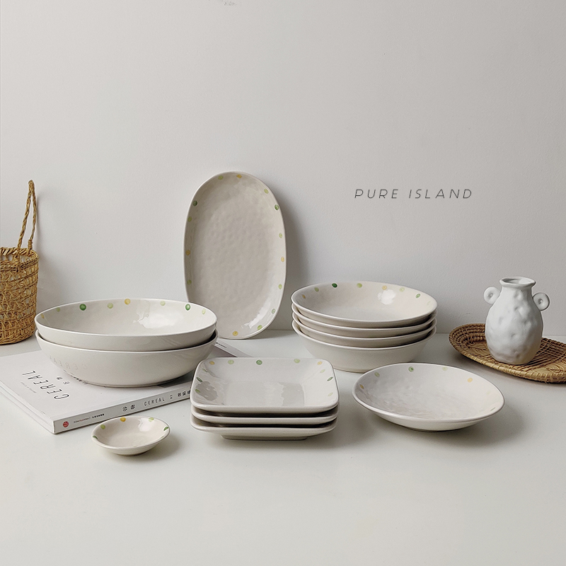 Japanese ceramic plate wave point suit small fresh breakfast of dish all the cake plate plate oval plate