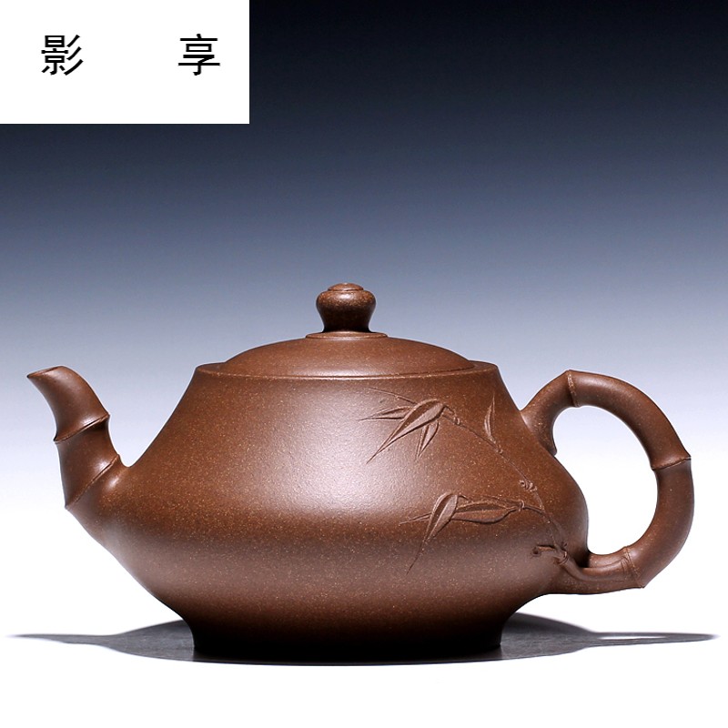 Yixing high shadow enjoy 】 【 famous xin - sheng li pure manual it the teapot old green bamboo drum 480 CCC