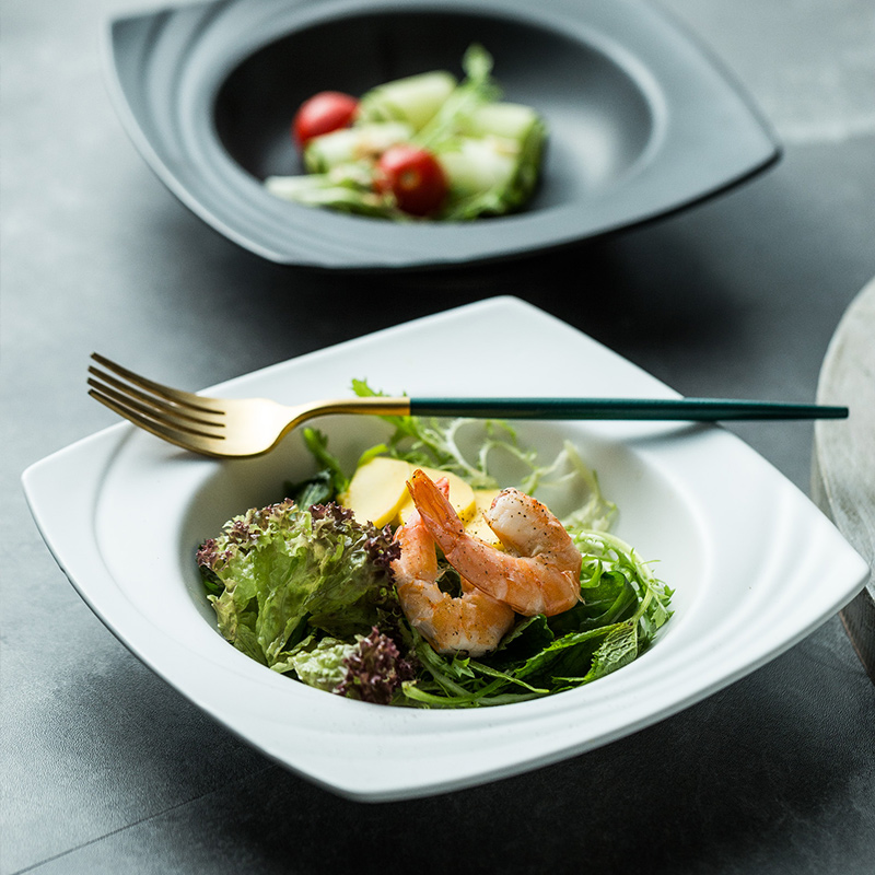 The Nordic idea square pasta dish soup plate with straw hat creative western food dish ceramic deep dish dish plate