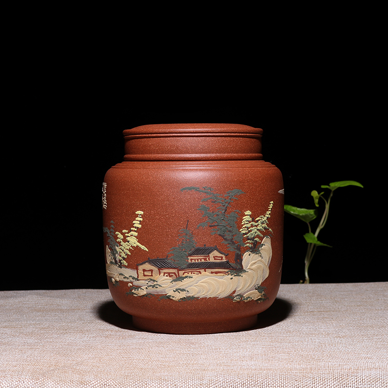 Shadow at yixing purple sand tea pot boutique large pu double cover pure manual JH seal storage POTS characteristics