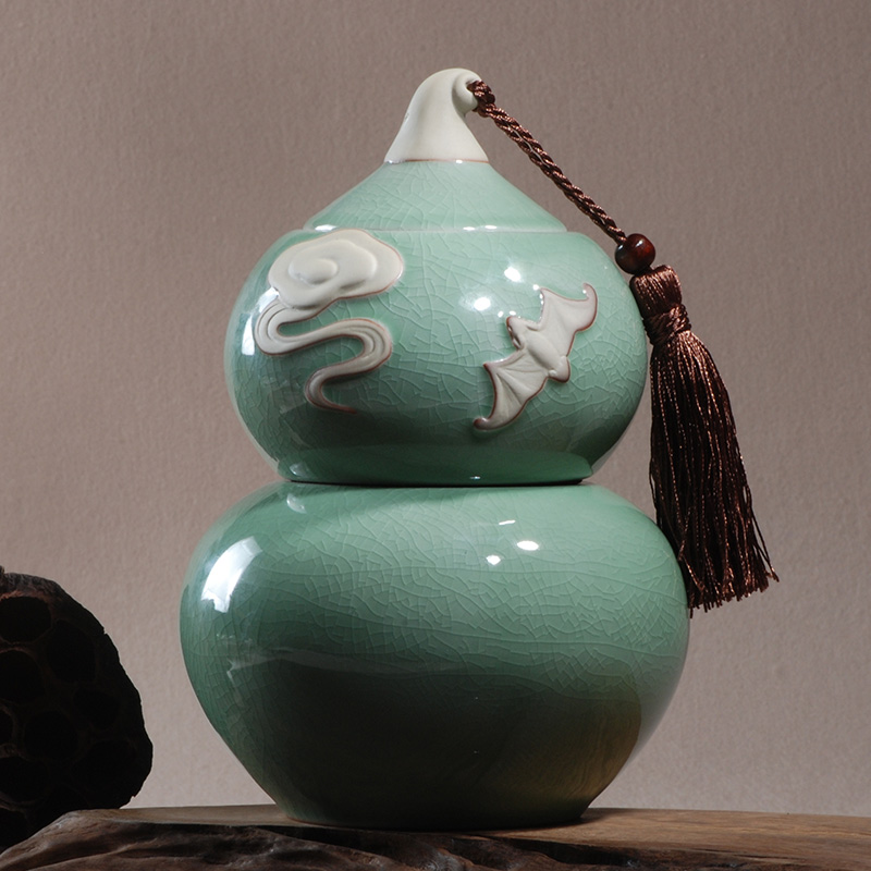 Shadow enjoy ceramic POTS up pu 'er tea pot double pot two elder brother up pot large gourd DCXH
