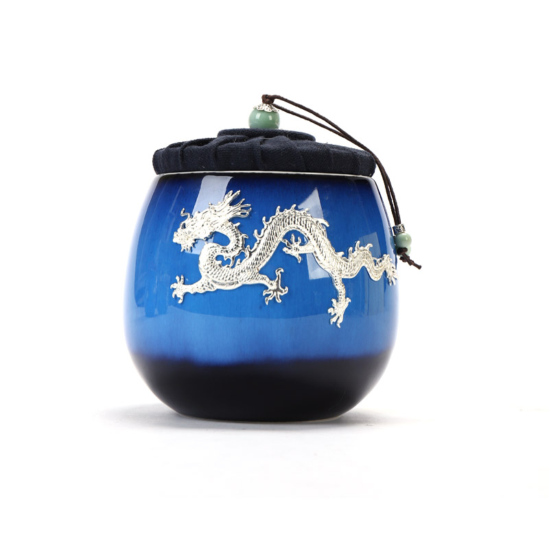 Shadow enjoy ceramic tea pot with red glaze, tasted silver gilding home tea POTS trumpet pu - erh tea storage sealed as cans of KL