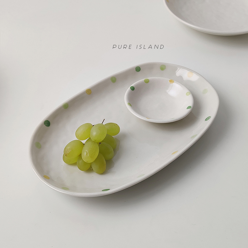 Japanese ceramic plate wave point suit small fresh breakfast of dish all the cake plate plate oval plate