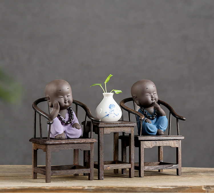 Shadow at zen tea pet furnishing articles boutique creative play purple sand monk tea to keep the little novice monk JT home decoration