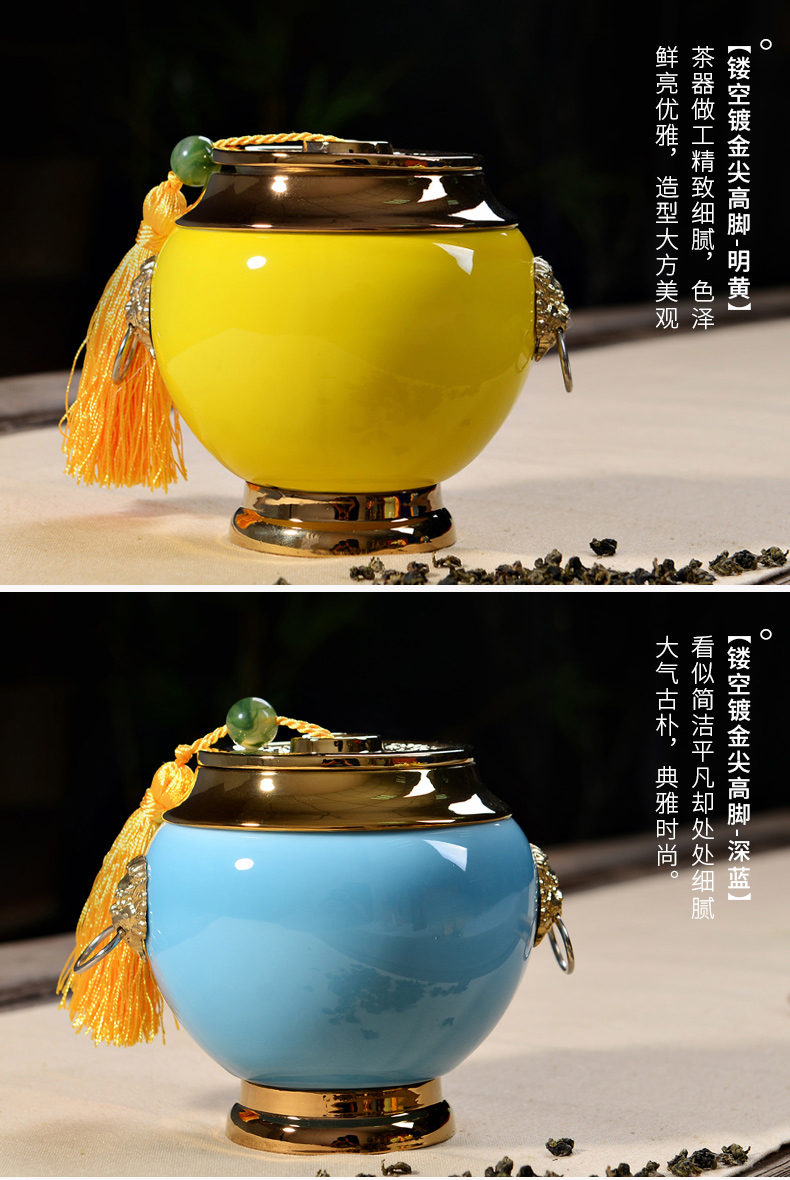 Shadow enjoy ceramic tea pot pu 'er tea box box POTS sealed storage POTS caddy fixings in large Q