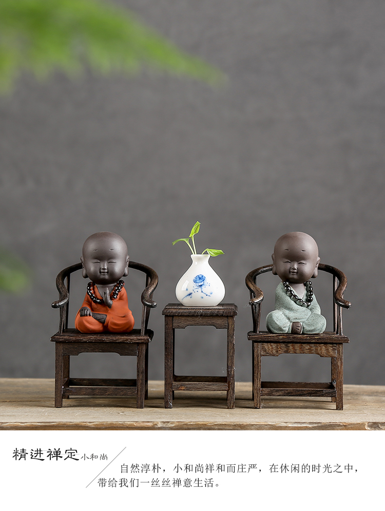 Shadow at zen tea pet furnishing articles boutique creative play purple sand monk tea to keep the little novice monk JT home decoration