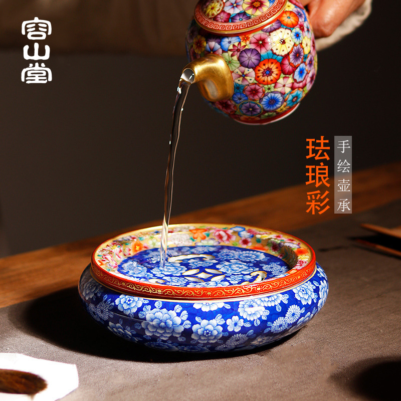 Shadow enjoy ancient jun porcelain enamel see colour dry Taiwan tea tray was jingdezhen porcelain pot of water, small round tea table