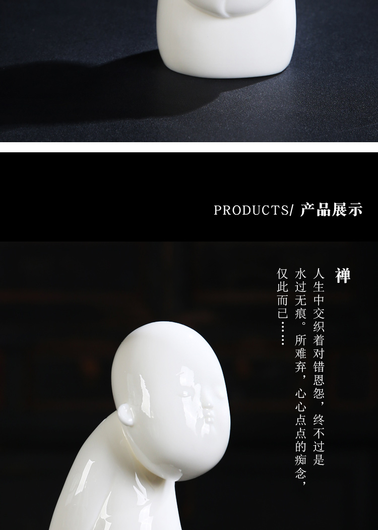 Shadow at dehua thin body white porcelain tea pet furnishing articles zen monk home decoration PCH white porcelain ceramic arts and crafts