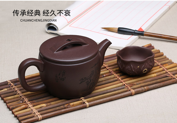 Shadow at yixing purple sand by pure manual it undressed ore purple clay earthen pot of tea kungfu tea taking han SY