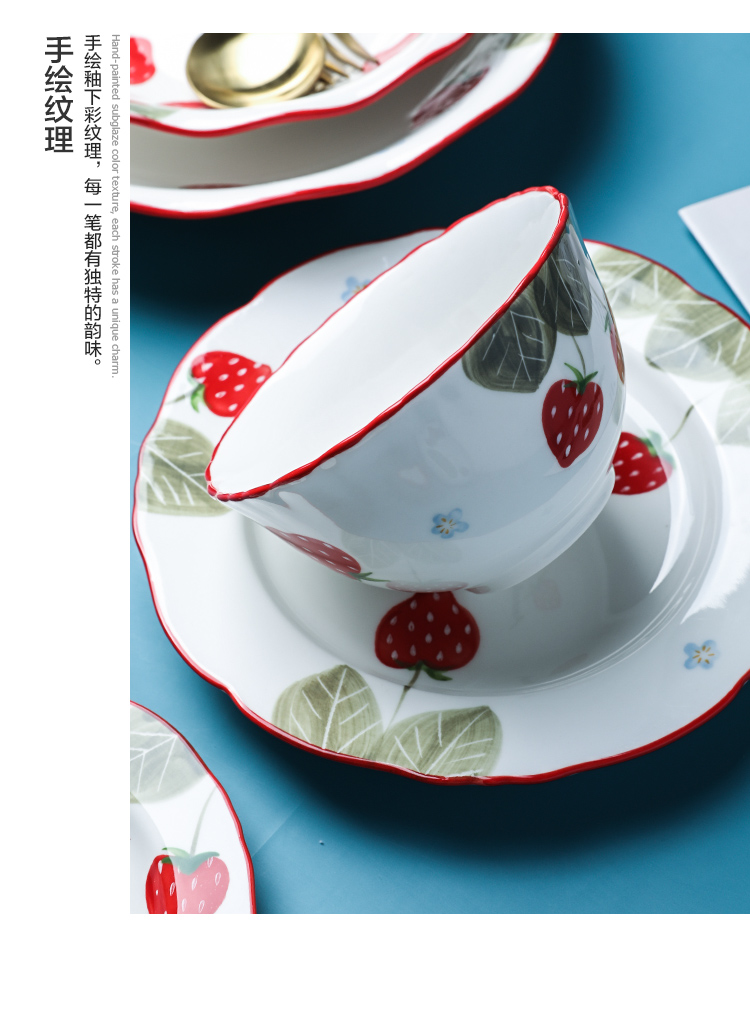 Creative, lovely strawberry ceramic tableware web celebrity home baking bowl dish dish soup bowl with rainbow such as bowl a salad bowl