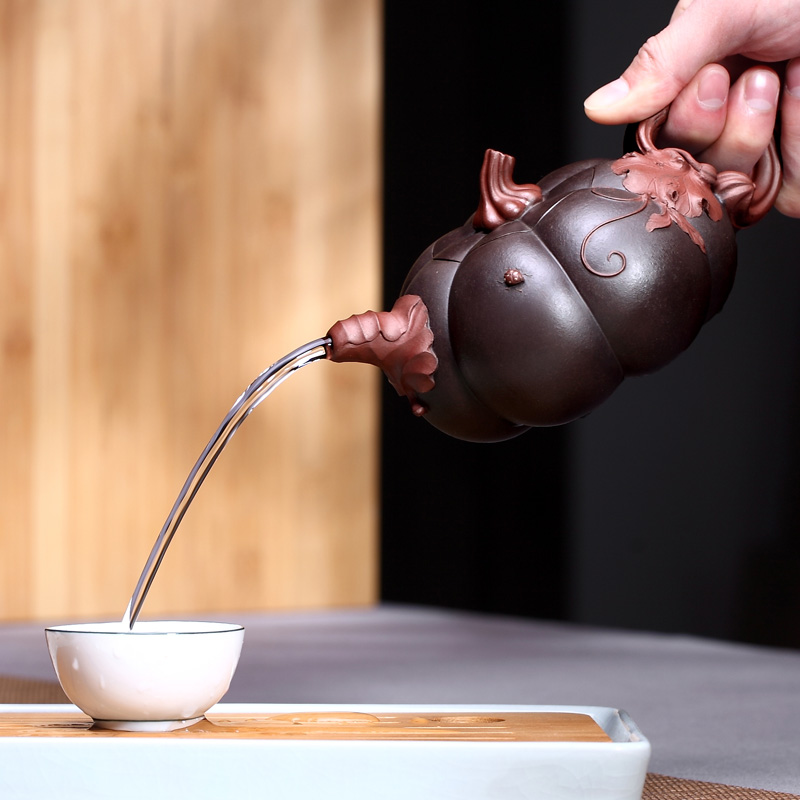 Purple shadow enjoy 】 【 famous master craftsmen dong pure manual it Purple clay double - color pumpkin pot of 430 CCC