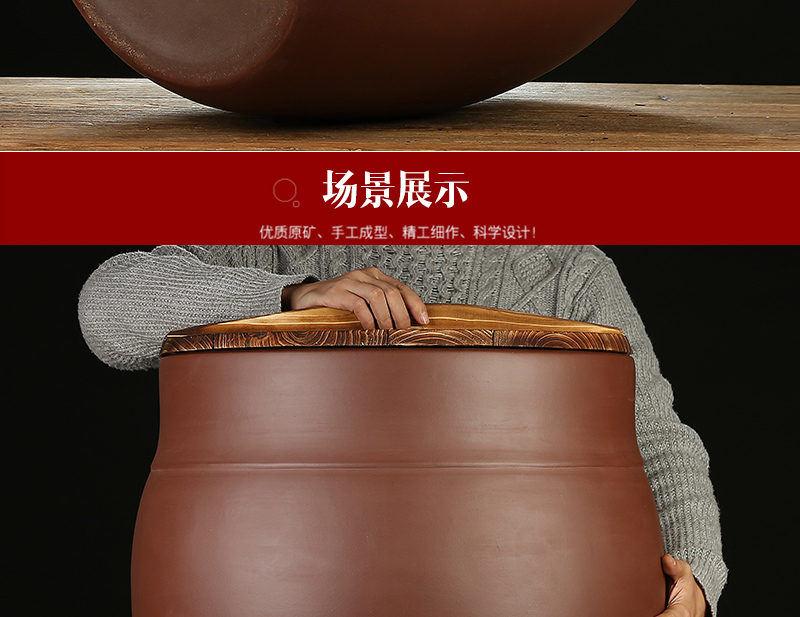 Shadow at yixing purple sand wooden cover big tank capacity of puer tea POTS of tea storage cylinder wake receives large JSBT