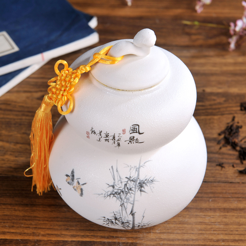 Jingdezhen ceramic pot POTS grind arenaceous caddy fixings tea tea tea box sealed jar double box