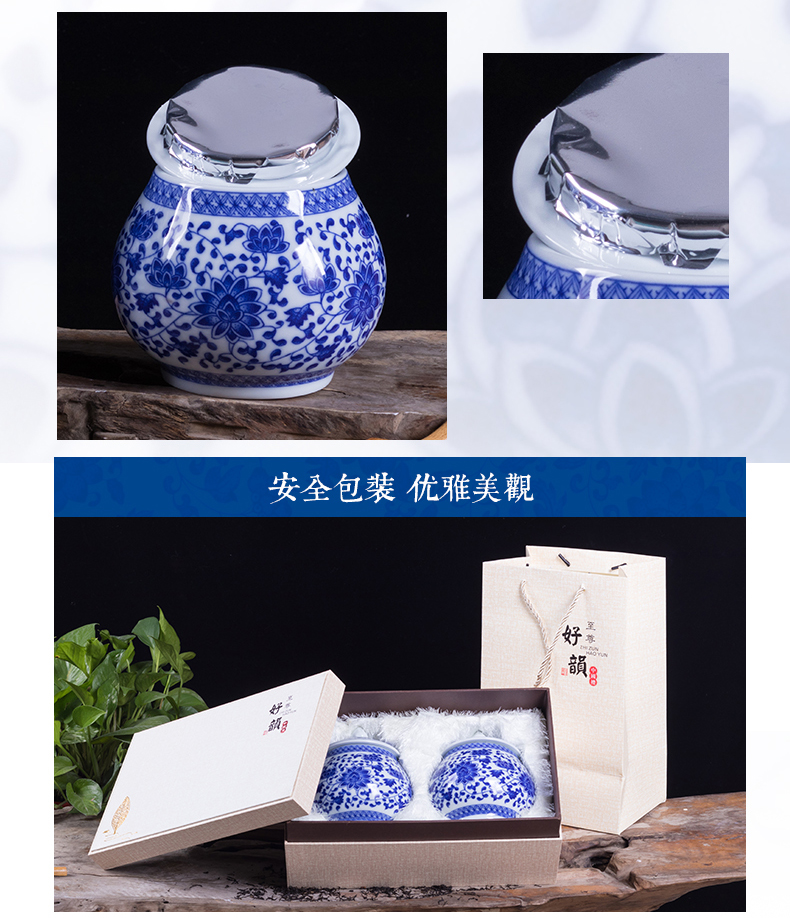 Blue and white porcelain tea pot gift boxes of household seal puer tea pot large - sized ceramic tea pot gifts gifts