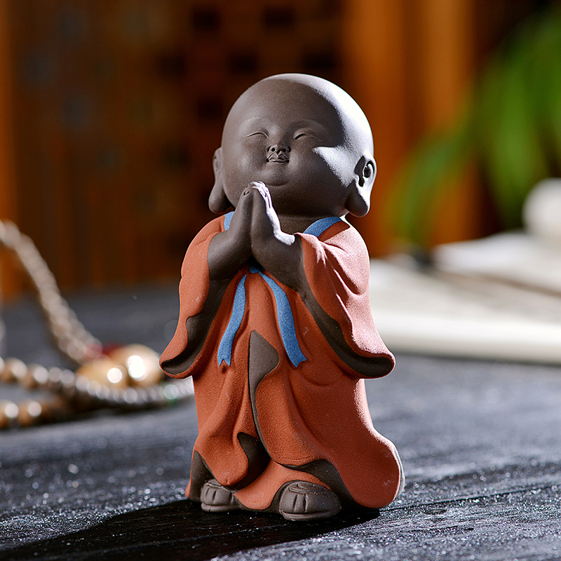 "Shadow enjoy" violet arenaceous the little novice monk furnishing articles furnishing articles small zen monk tea tray can be a lovely tea tea pet play