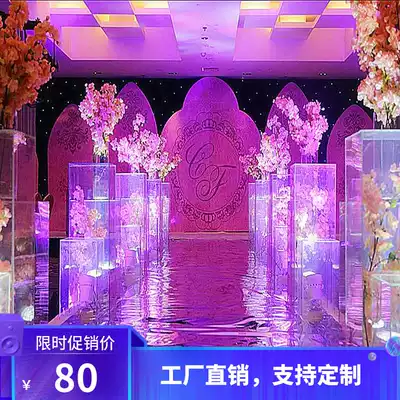 2021 new wedding props acrylic square column road guide wedding arrangement ornaments Crystal square tube road guide three sets