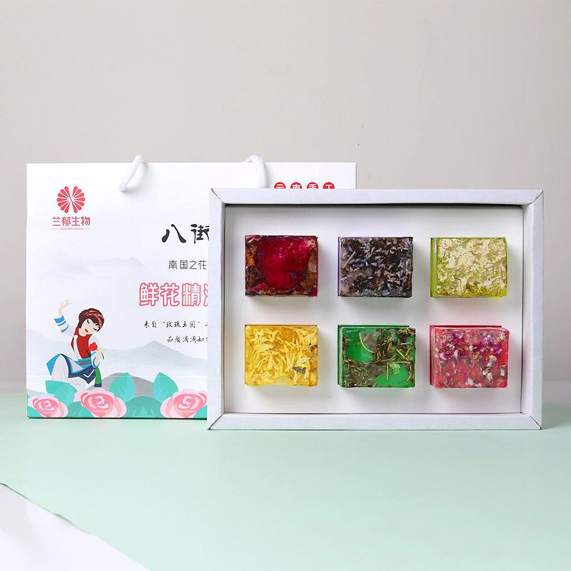 Yunnan Rose Lavender Jasmine Jasmine Flowers Soap Tea Tree Essential Oil Soap Gift Box 6 Pieces Of Handmade Herbal Soap Handmade-Taobao