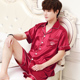 Mens mỏng ngắn tay lụa băng pajama thiết lập kích thước mùa hè tươi đơn giản lụa giản dị về nhà mặc hai mảnh bộ.