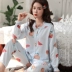 Mùa xuân và mùa thu phụ nữ cardigan mỏng cotton lụa phù hợp với mùa hè dài tay ngọt ngào và dễ thương đồ ngủ cotton lụa mặc nhà bạn gái - Bên ngoài ăn mặc