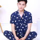 Quần Donnico Thin Pyjama Mens mùa hè ngắn tay áo Set sọc Couple San Francisco Mens Home Mang bông Silk