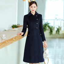 Professional woolen frock coat Womens winter long high 50% woolen sales department Hotel front desk welcome work clothes