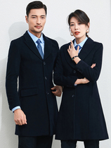 Business wear 100% wool woolen coat men and women with the same type detachable liner bank sales hotel property tooling