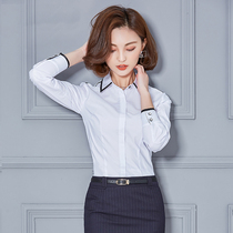 Professional white shirt womens long-sleeved 2019 new fashion temperament slim-fitting unit tooling formal work clothes for women