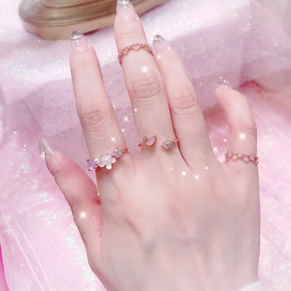 Bag Group Hair Yuka Japan Moca Day Series New Flowers Matt Precious Stones Cute Rings