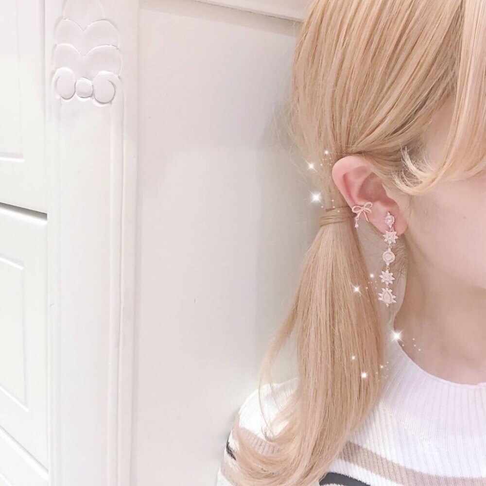 Bao Tuanfa yuka Japanese moca Japanese gorgeous hexagram shape gemstone earrings ear clips