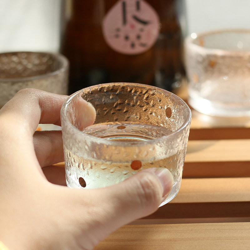 Hammered sake Japanese-style straight cup Handmade ice-patterned golden dot cup Sweet wine rice wine fruit wine small cup