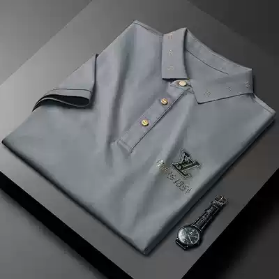 Skin-friendly breathable POLO shirt Men's summer light business short-sleeved t-shirt men's slim casual lapel letter Ralph midot Lauren polo shirt