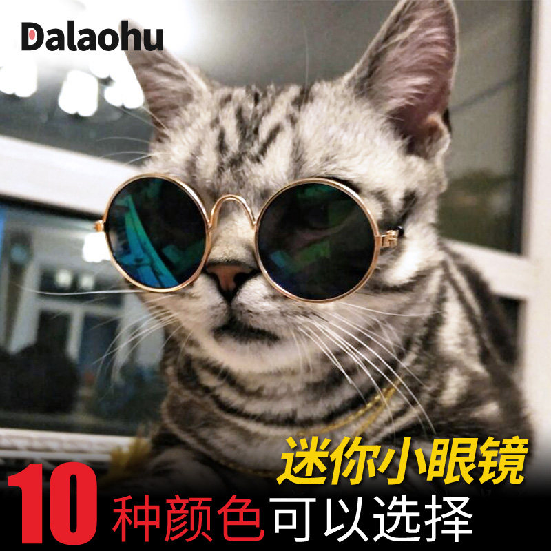 Pet small glasses round pet sunglasses metal frame pet sunglasses trend decoration cat small glasses