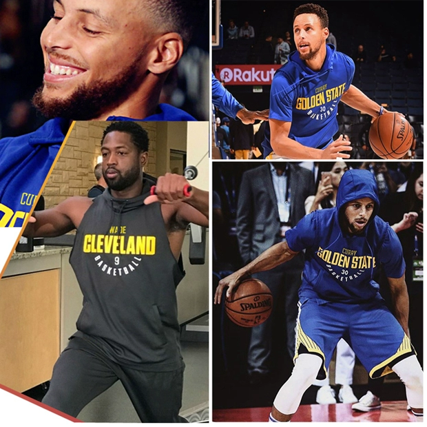 James không tay áo trùm đầu áo thun cotton bóng rổ Đào tạo áo hoodie Durant Xuất hiện áo thun thể thao NBA