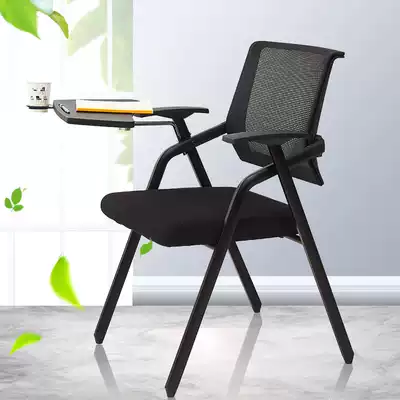 Folding fashion training chair with writing board Breathable mesh office conference chair with table board integrated news staff chair