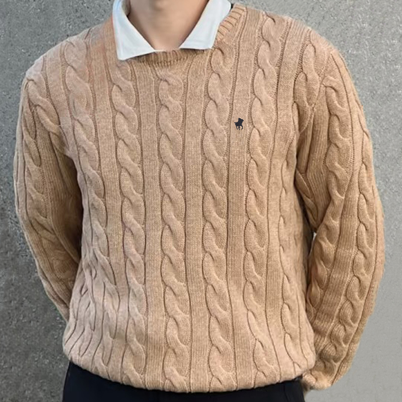 Old Money Style Paul Men's Sweater Polo Knitwear Casual Winter Warm Classic Pullover Crew Neck Cable Knit Wool Sweater Old Money Style Paul Men's Sweater Polo Knitwear Casual Winter Warm Classic Pullover Crew Neck Cable Knit Wool Sweater