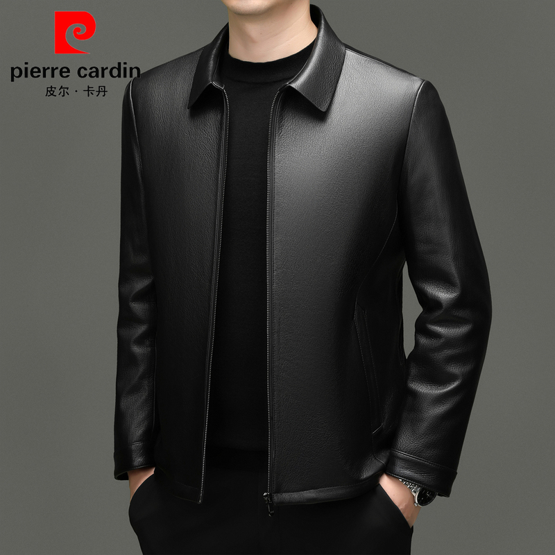 Pierre Cardin Goat Leather Haining Genuine Leather Jacket for Men 2026 New Style Goose down Coat Men's Thickened down Jacket