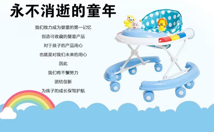 Baby Walker Xe đẩy Rollover đa chức năng Scooter Baby Walker 6 7-18 tháng có thể gập lại