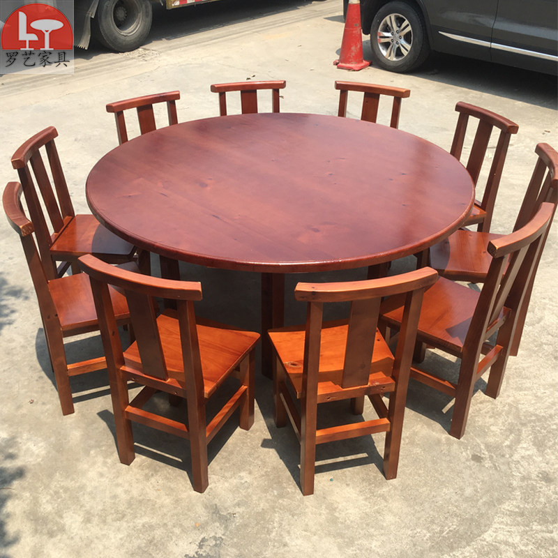 Hot pot restaurant tables and chairs hotel restaurant size round table restaurant restaurant round table barbecue barbecue table thickened solid wood table