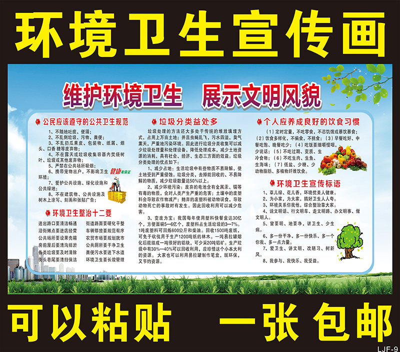 Garbage Sorting Publicity Painting Public Welfare Maintenance Environmental Health Protection Garbage Classification Poster Wall Map Environmental Protection and Painter
