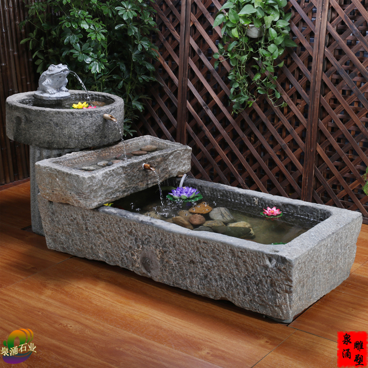 Old Stone Tank Fish Tank Stone Raised Fish Pond Bull Trough Green Stone Vat Sink Indoor building View outdoor Courtyard Water Landscape