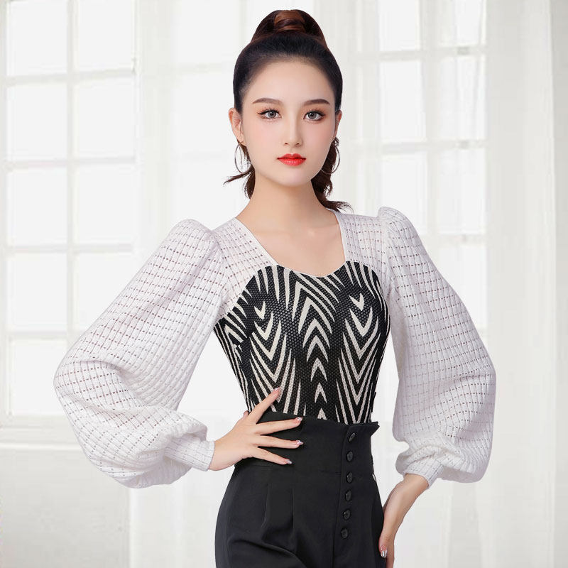 Dan Baoluo national standard dance top ladies new long-sleeved jumpsuit waltz top fashion autumn and winter modern dance clothes