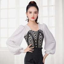 Dampel National Mark Dance Blouses Lady New Long Sleeve One-piece Clothes Waltz Top Fashion Autumn & Winter Morden Dance Wear