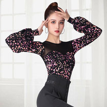 Dambo Romorden Dance Blouses Fall Conjoined Pretty Dancer Lantern Sleeves Latin Dance Practice Conserved Rumba Dance Costumes
