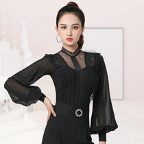 Danbaoluo dance suit top 2022 autumn new neck guard high-necked jumpsuit high-end ladies modern dance suit long-sleeved